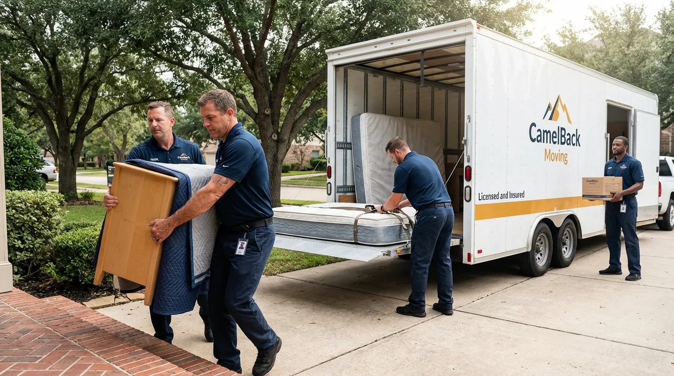 Crew loading residential truck for cross-state move from Dublin, PA